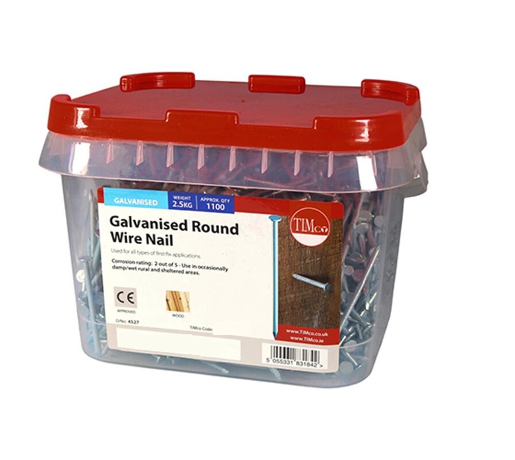 100mm Round Wire Nails Tubs 10kg Galvanised - Image 2