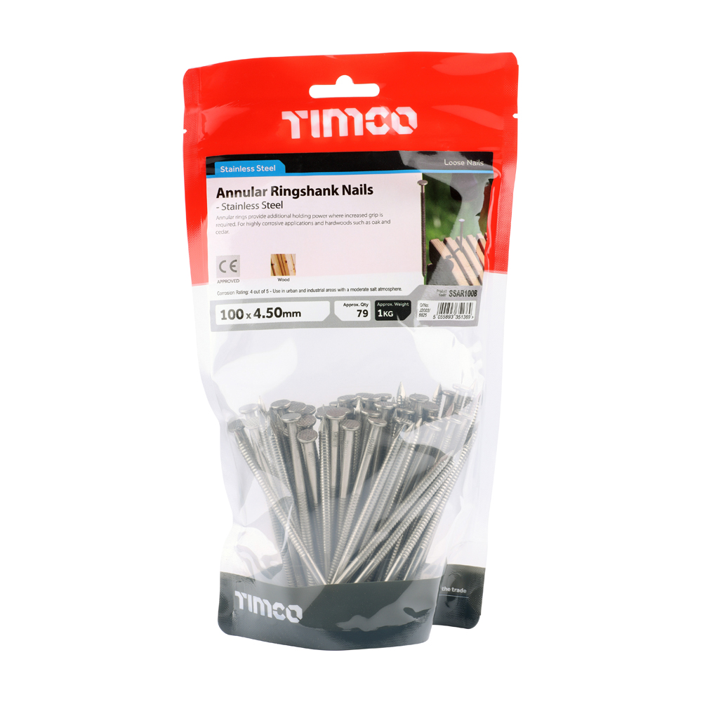 100mm Stainless Steel Ringshank Nails 4