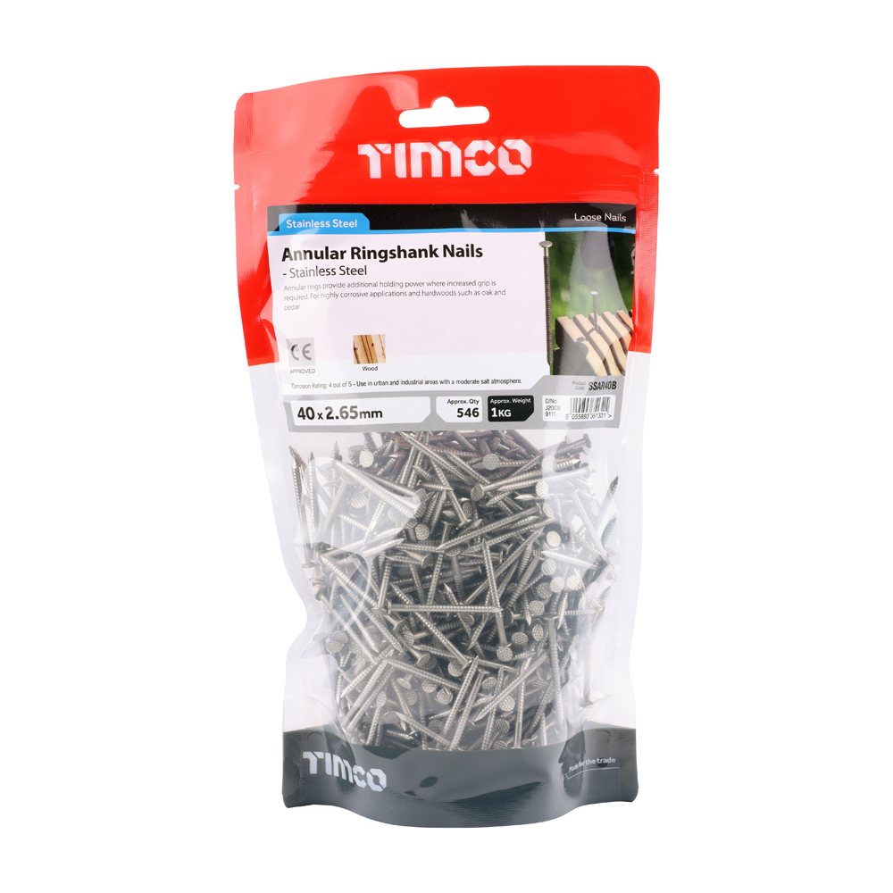 40mm Stainless Steel Ringshank Nails 3