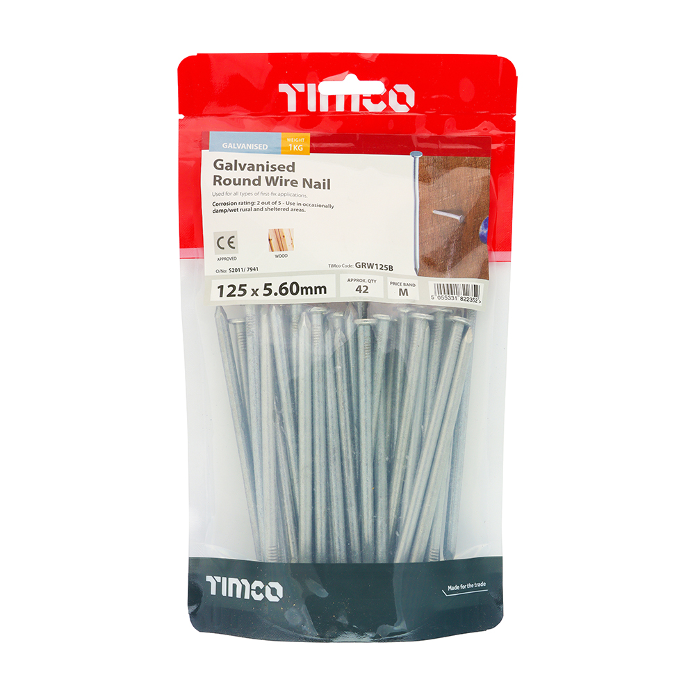 Galvanised Round Wire Nails 125mm x 5.6 1kg - Image 3