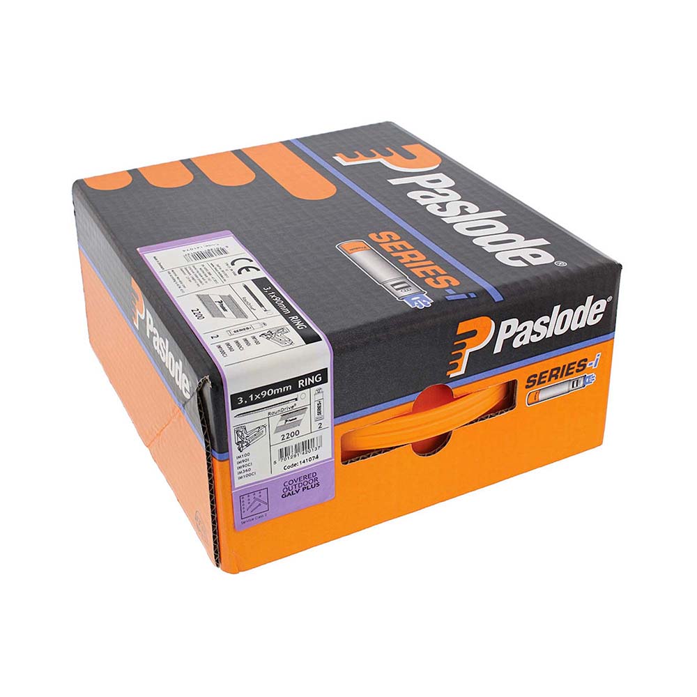 Paslode IM360Ci 90mm Ringed Galvanised Nails Fuel Pack 1