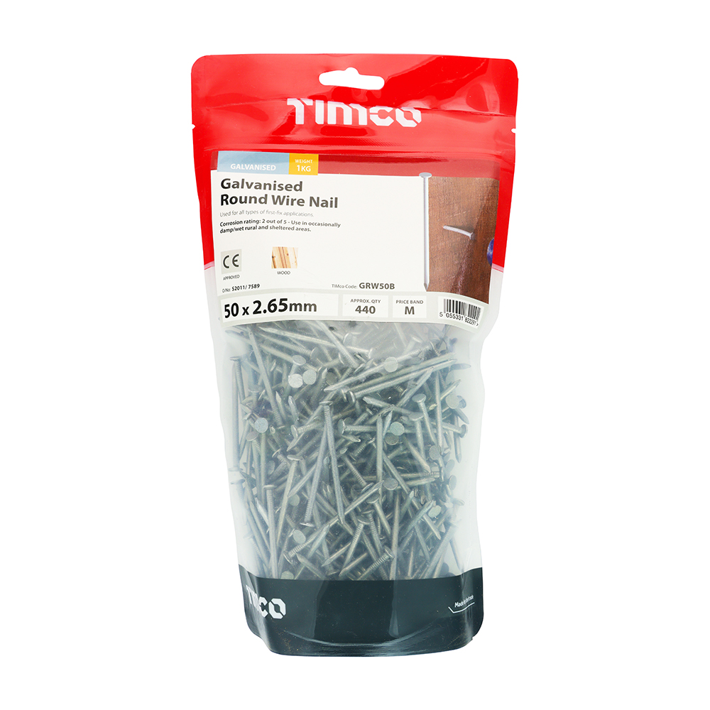 galvanised round wire nails 50mm 3